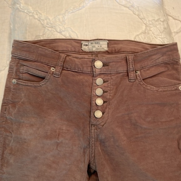 Free People corduroy jean slightly stretchy button fly crop fringe - Picture 6 of 8